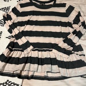 Lightweight gray and cream peplum top size large